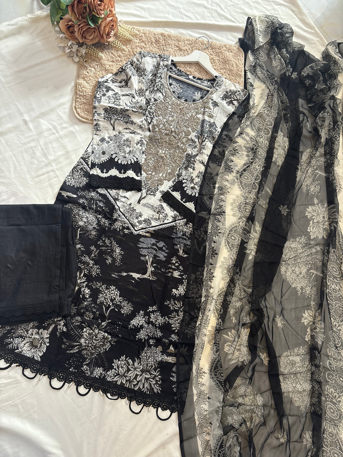 Cotton Embroidery 3pcs set Ready to wear