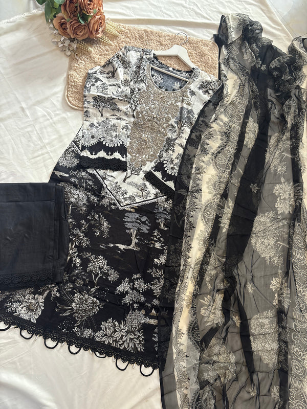 Cotton Embroidery 3pcs set Ready to wear