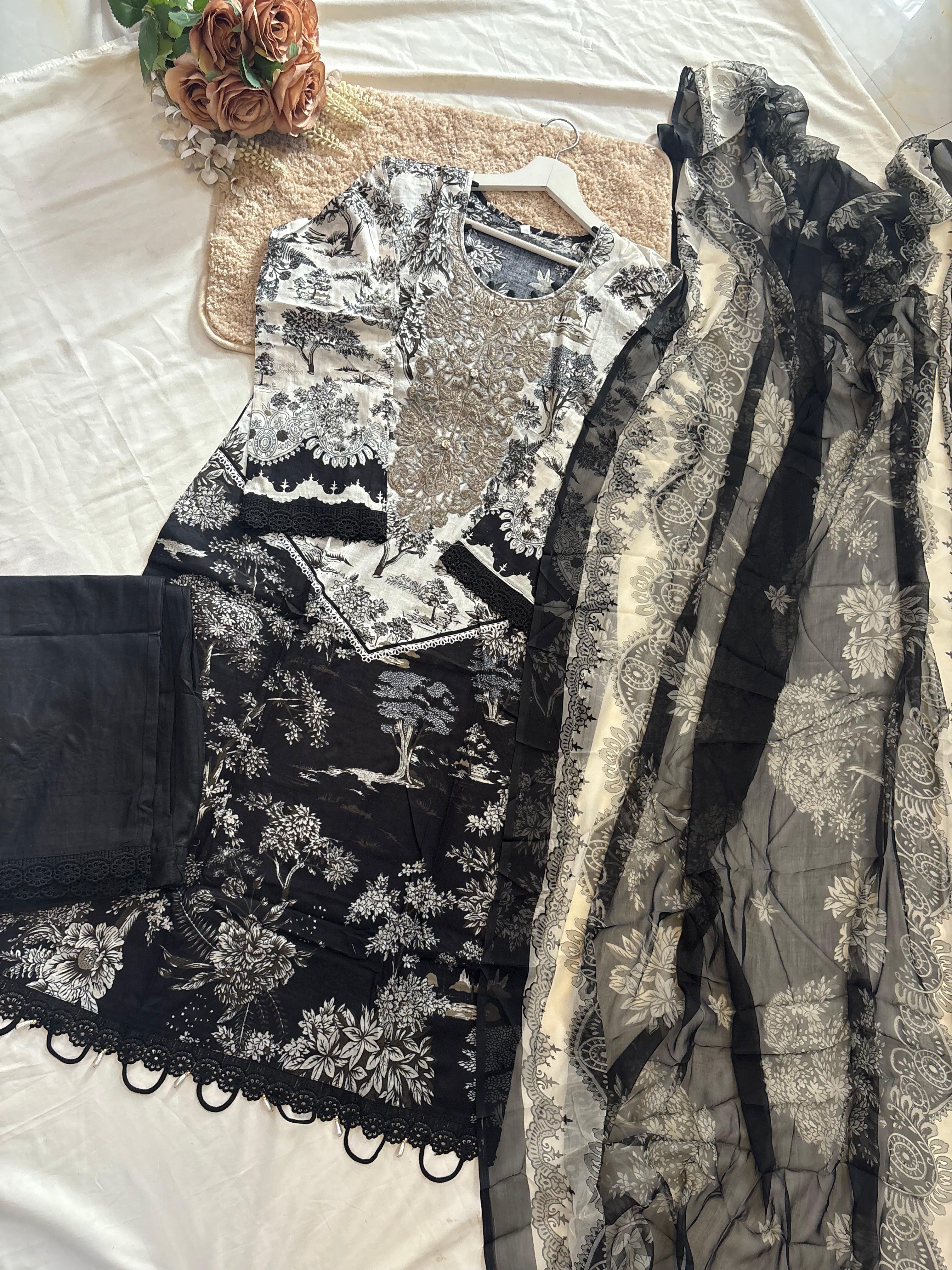 Cotton Embroidery 3pcs suit