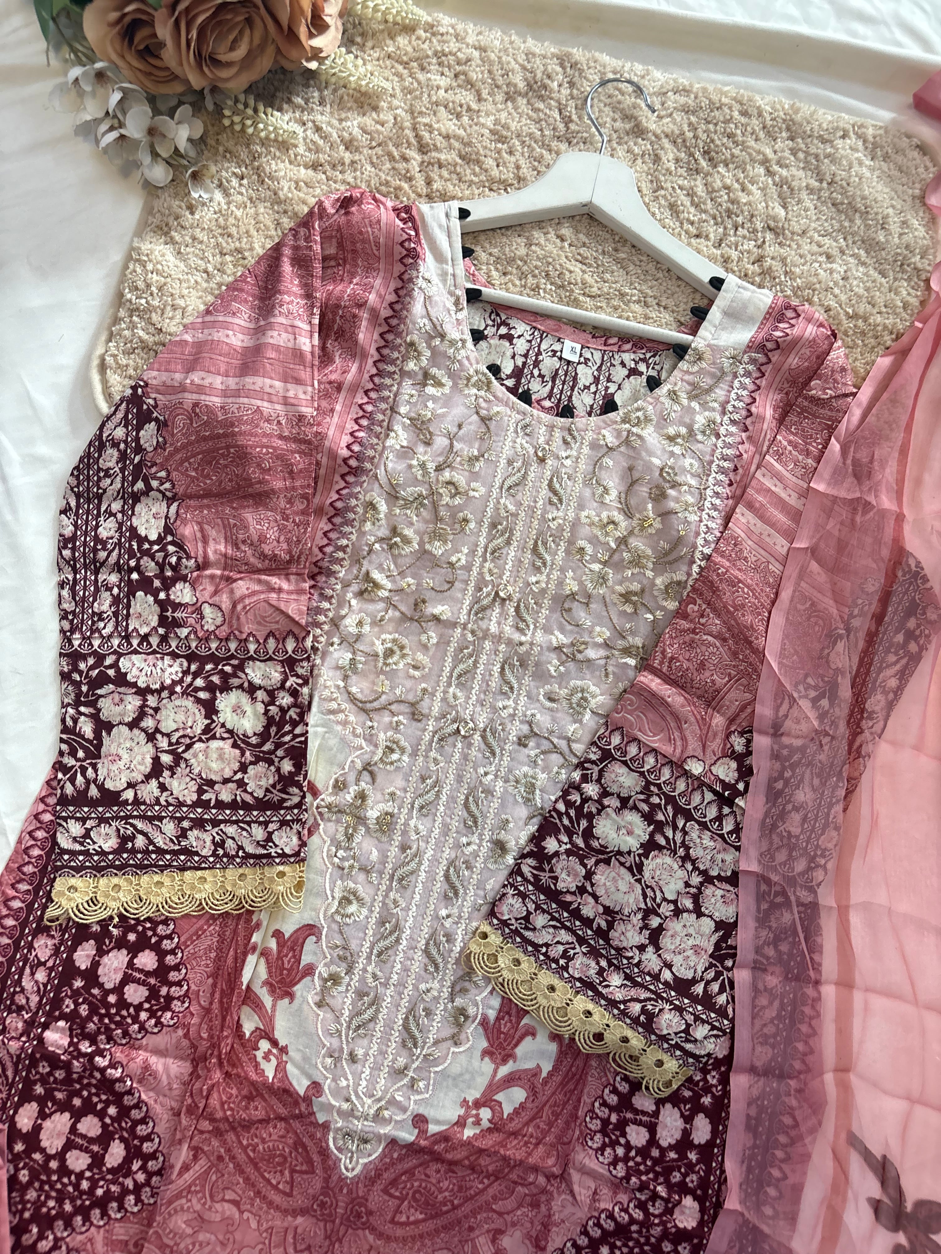 Cotton Embroidery 3pc suit