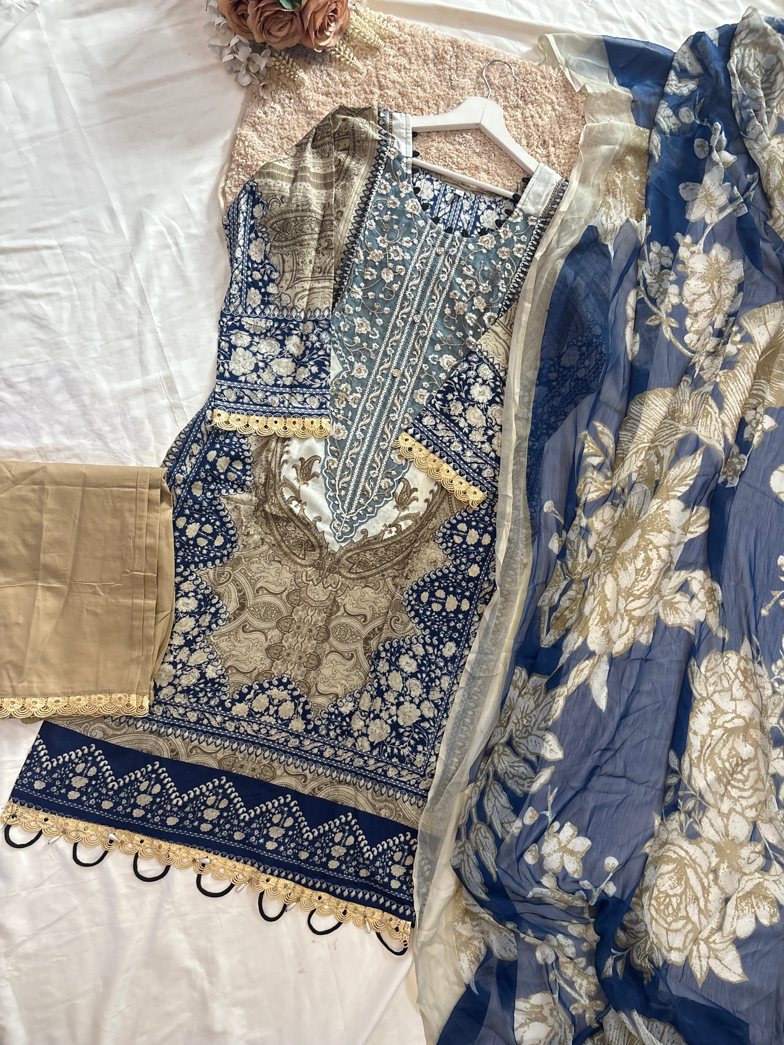 Cotton Embroidery 3pcs suit