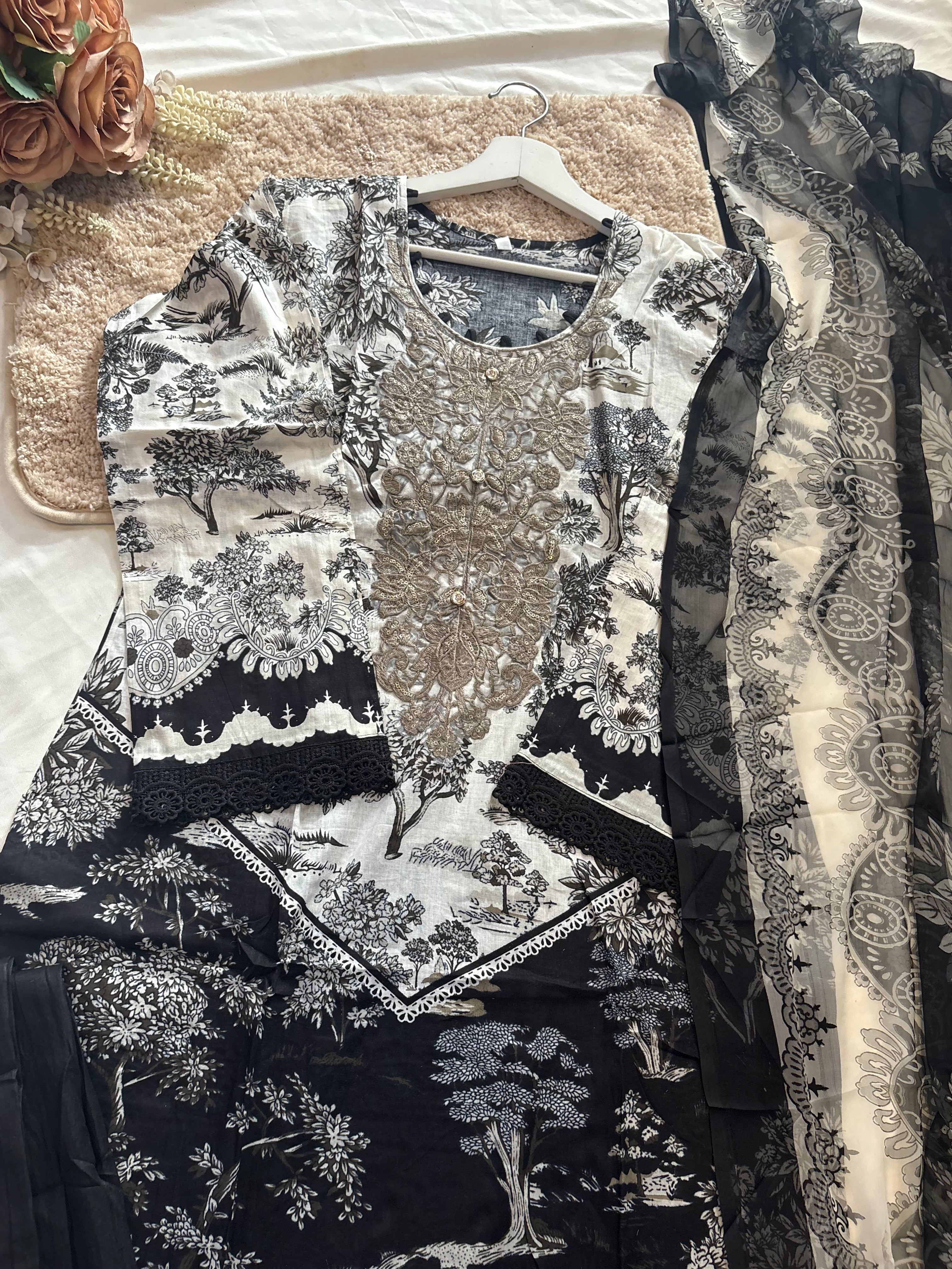 Cotton Embroidery 3pcs suit